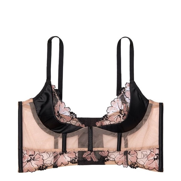 32 D Victoria's Secret Black and Pink Lace corset bra sexy - Picture 4 of 6